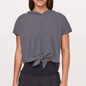 Lululemon Knot Gonna Fly Hooded Tie Front Short Sleeve Top